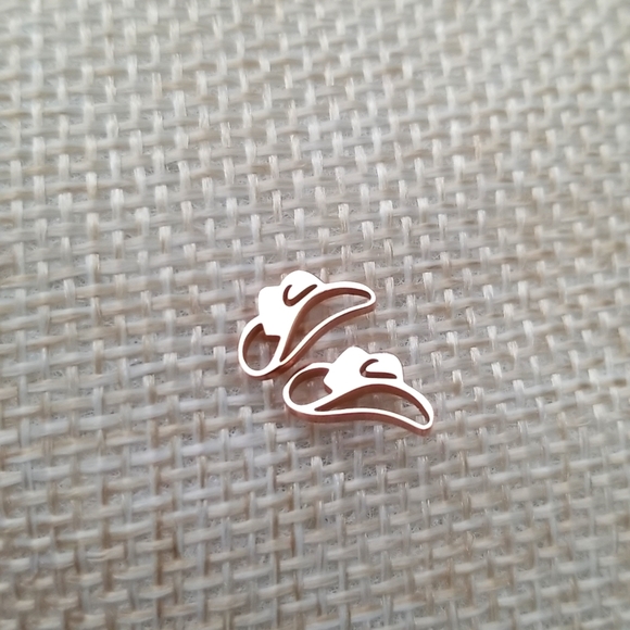 Adorable Small Cowboy Hat Stud Earrings - Picture 3 of 3
